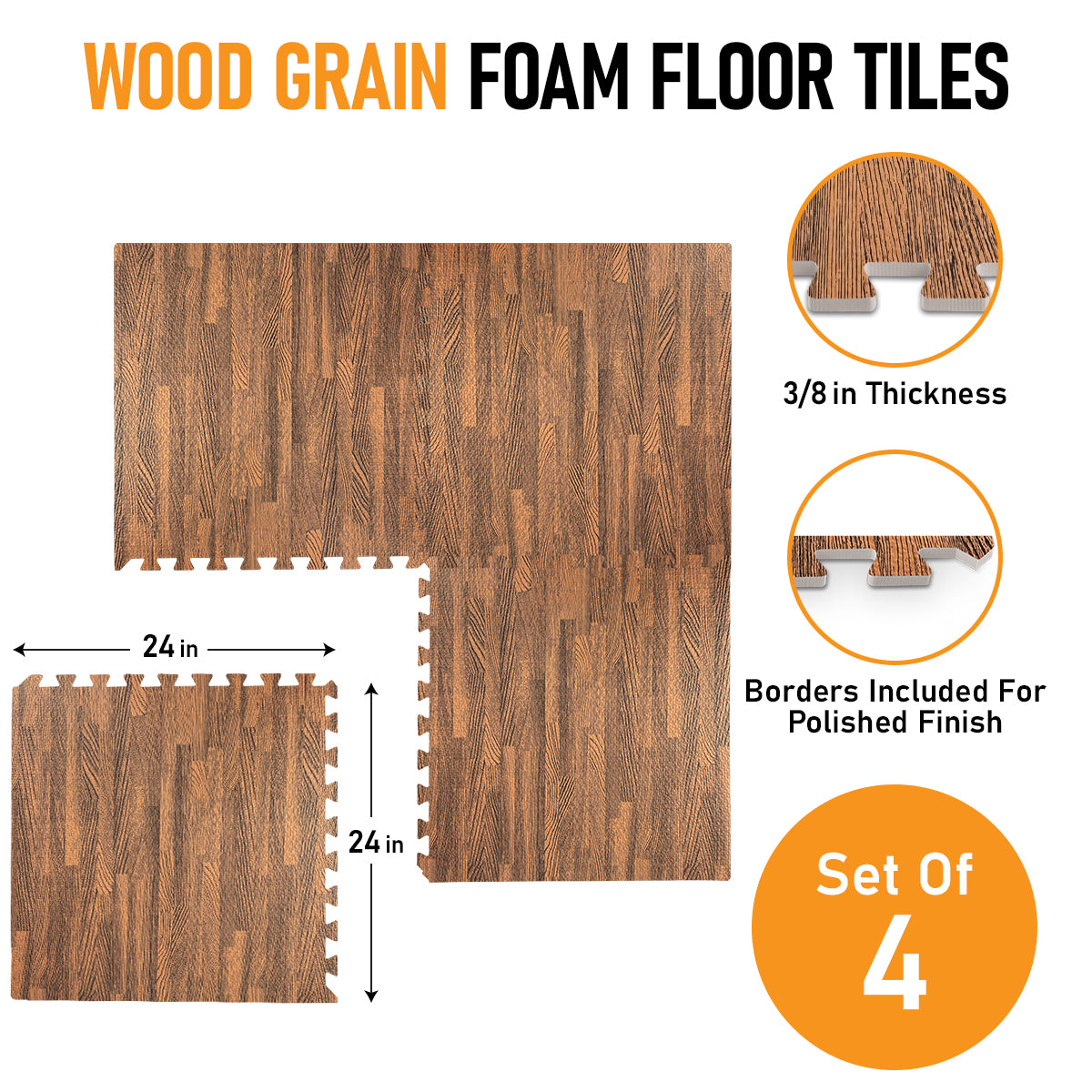 Dark Oak Foam Floor Tiles