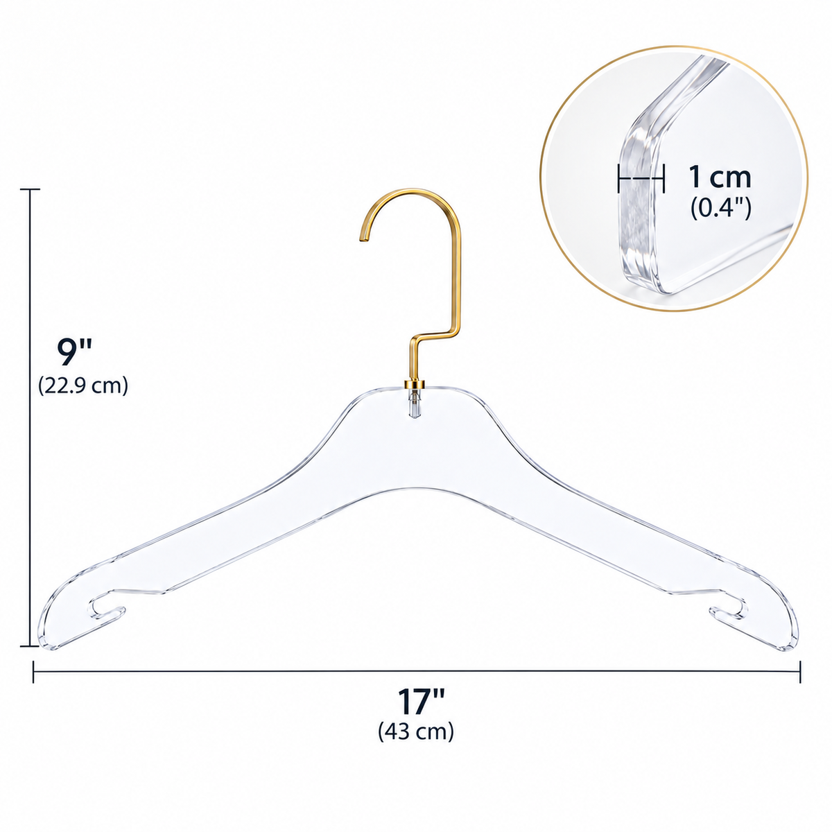 17" Adult Acrylic Coat Hanger